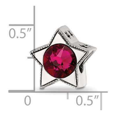 Sterling Silver Crystal July Birthstone Star Bead – view 5