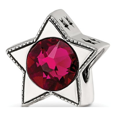 Sterling Silver Crystal July Birthstone Star Bead