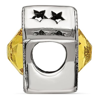 Sterling Silver Crystal November Birthstone Star Bead – view 3