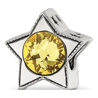 Sterling Silver Crystal November Birthstone Star Bead