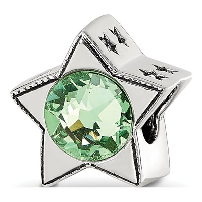 Sterling Silver Crystal August Birthstone Star Bead