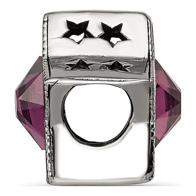 Sterling Silver Crystal February Birthstone Star Bead – view 3