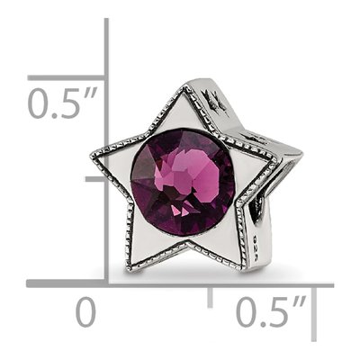 Sterling Silver Crystal February Birthstone Star Bead – view 5