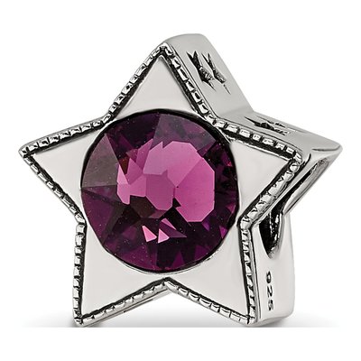 Sterling Silver Crystal February Birthstone Star Bead