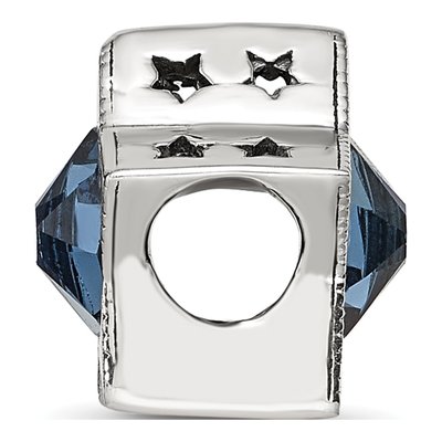 Sterling Silver Crystal December Birthstone Star Bead – view 3