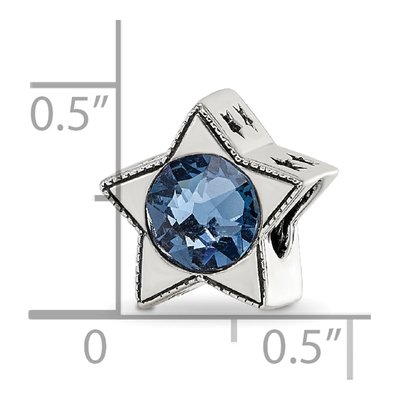 Sterling Silver Crystal December Birthstone Star Bead – view 5