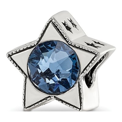 Sterling Silver Crystal December Birthstone Star Bead