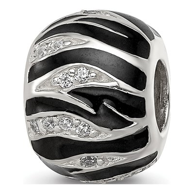 Sterling Silver CZ Enamel Bead