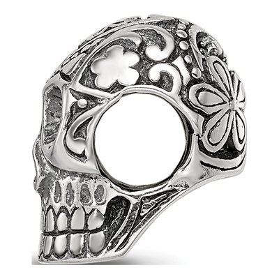 Sterling Silver Antiqued Skull Bead – view 3