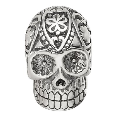 Sterling Silver Antiqued Skull Bead – view 4