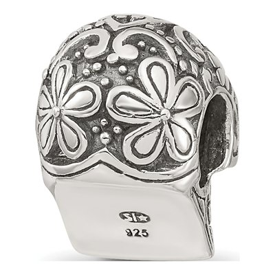 Sterling Silver Antiqued Skull Bead – view 5