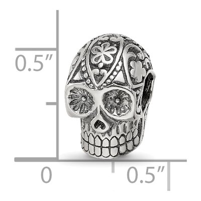Sterling Silver Antiqued Skull Bead – view 6