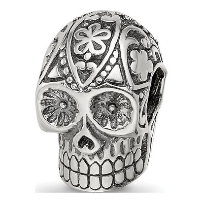 Sterling Silver Antiqued Skull Bead