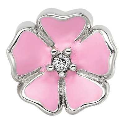 Sterling Silver CZ Enamel Flower Bead – view 4