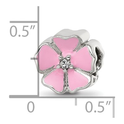 Sterling Silver CZ Enamel Flower Bead – view 5