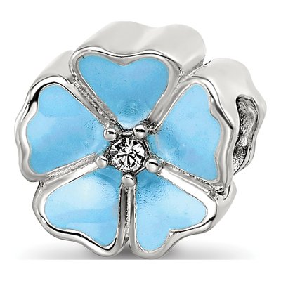 Sterling Silver CZ Enamel Flower Bead
