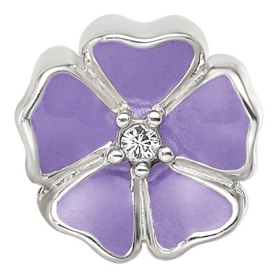 Sterling Silver CZ Enamel Flower Bead – view 4