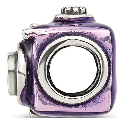 Sterling Silver Purple Enamel Camera Bead – view 3
