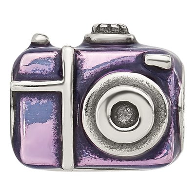 Sterling Silver Purple Enamel Camera Bead – view 4