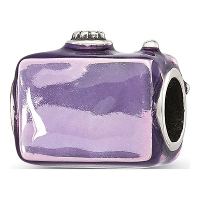 Sterling Silver Purple Enamel Camera Bead – view 5