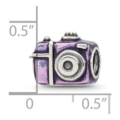Sterling Silver Purple Enamel Camera Bead – view 6
