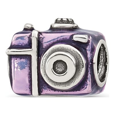Sterling Silver Purple Enamel Camera Bead