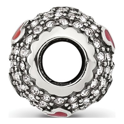 Sterling Silver CZ Enamel Heart Bead – view 3