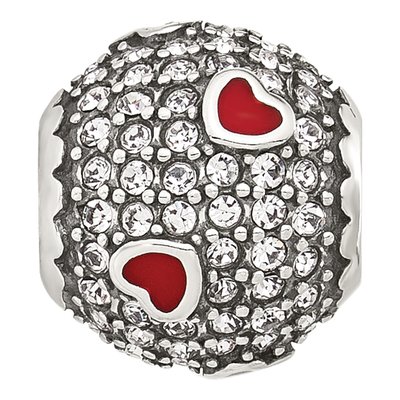 Sterling Silver CZ Enamel Heart Bead – view 5