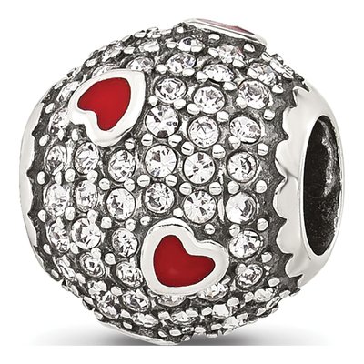 Sterling Silver CZ Enamel Heart Bead – view 6