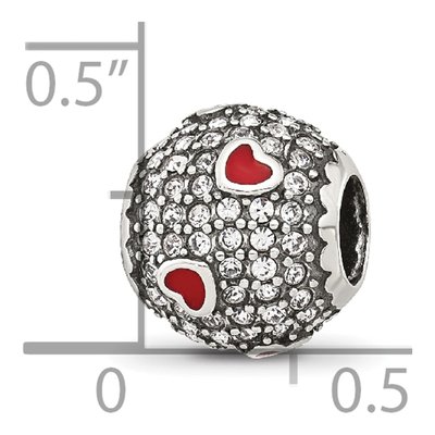 Sterling Silver CZ Enamel Heart Bead – view 7