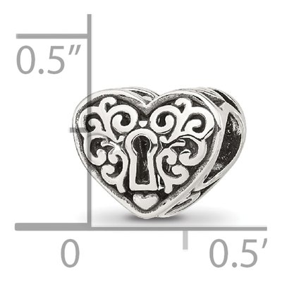 Sterling Silver Heart Lock Bead – view 6