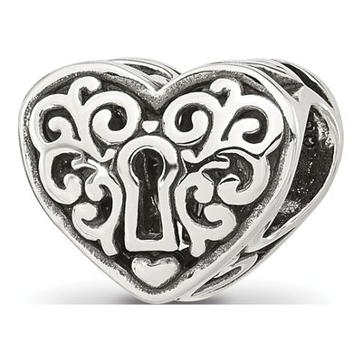 Sterling Silver Heart Lock Bead