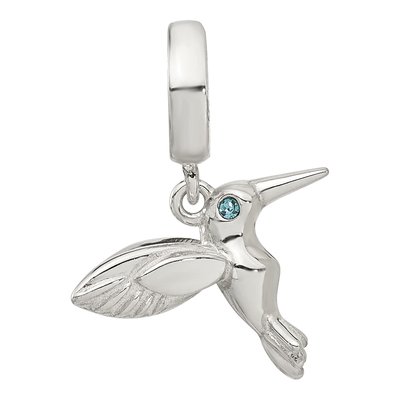 Sterling Silver CZ Hummingbird Dangle Bead – view 4