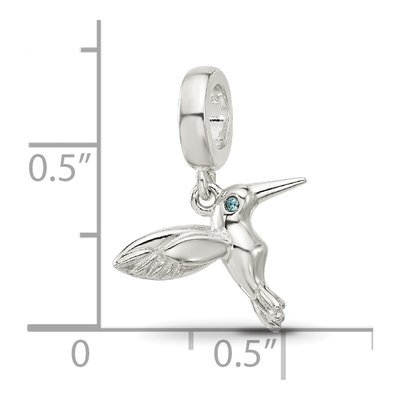 Sterling Silver CZ Hummingbird Dangle Bead – view 6