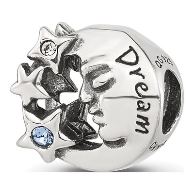 Sterling Silver CZ Man Moon Bead