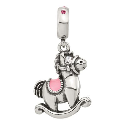 Sterling Silver CZ Rocking Horse Lob Bead – view 5