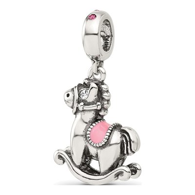 Sterling Silver CZ Rocking Horse Lob Bead – view 6