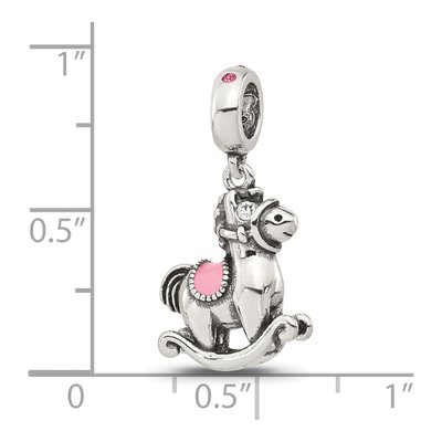 Sterling Silver CZ Rocking Horse Lob Bead – view 7