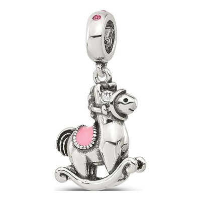 Sterling Silver CZ Rocking Horse Lob Bead