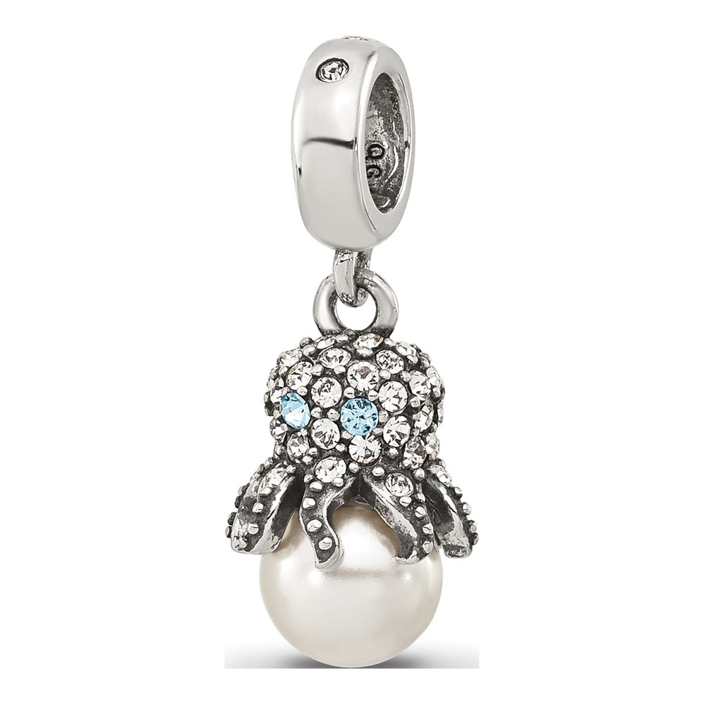 Sterling Silver CZ Octopus Bead