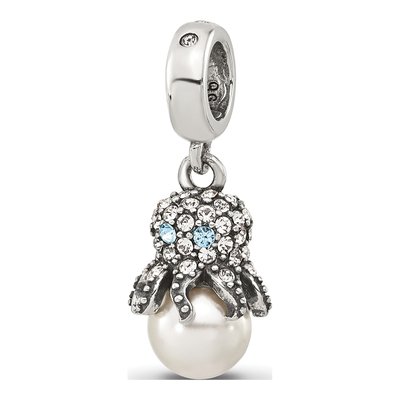 Sterling Silver CZ Octopus Bead