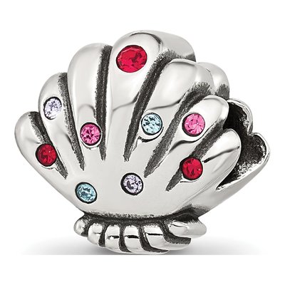 Sterling Silver CZ Shell Bead