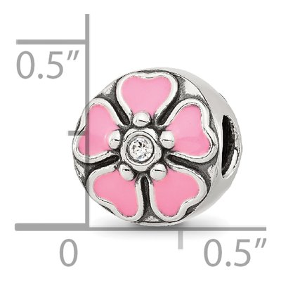 Sterling Silver CZ Enamel Flower Bead – view 6