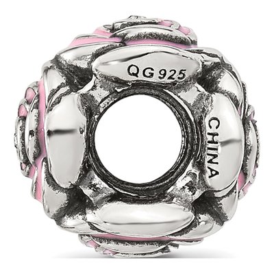 Sterling Silver CZ Enamel Floral Bead – view 3