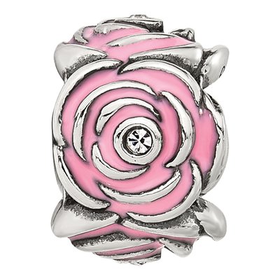 Sterling Silver CZ Enamel Floral Bead – view 4