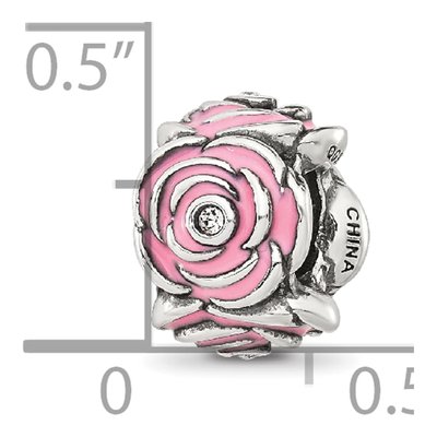 Sterling Silver CZ Enamel Floral Bead – view 6