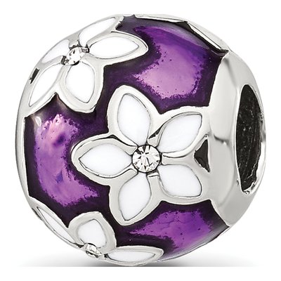 Sterling Silver CZ Enamel Bead