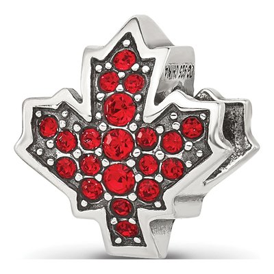 Sterling Silver CZ Maple Leaf Bead