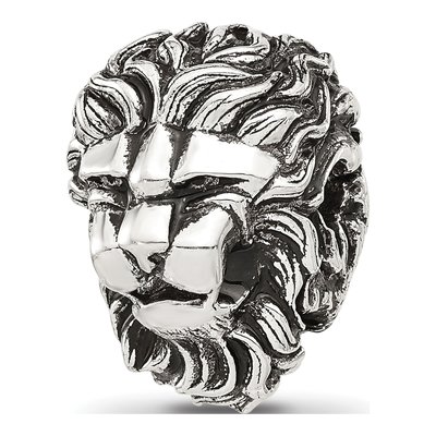 Sterling Silver Antiqued Lion Bead