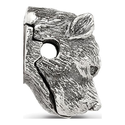 Sterling Silver Antiqued Pitbull Bead – view 3